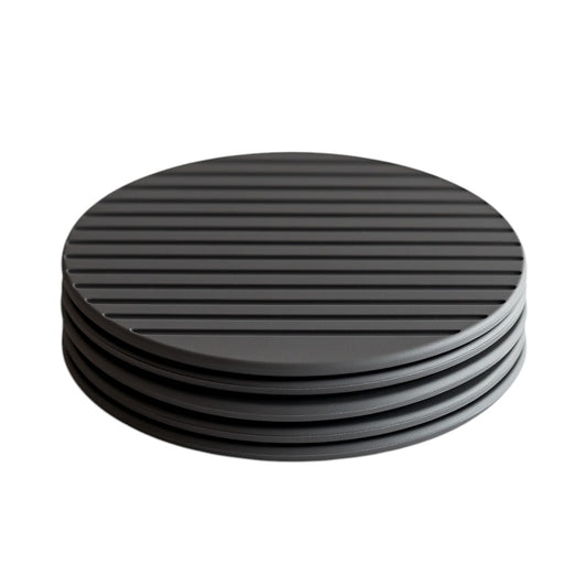 Zynko Deep-Groove Non-Slip Silicone Coaster Set