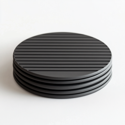 Zynko Deep-Groove Non-Slip Silicone Coaster Set