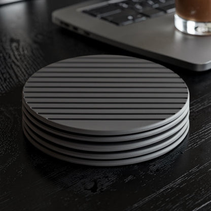 Zynko Deep-Groove Non-Slip Silicone Coaster Set